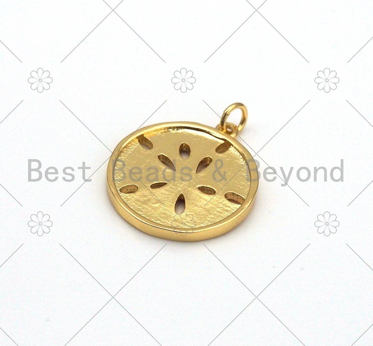 Colorful Enamel Sand Dollar Shape Pendant, 18K Gold Filled Flower Charm,Necklace Bracelet Charm Pendant,20x23mm,Sku#F1424