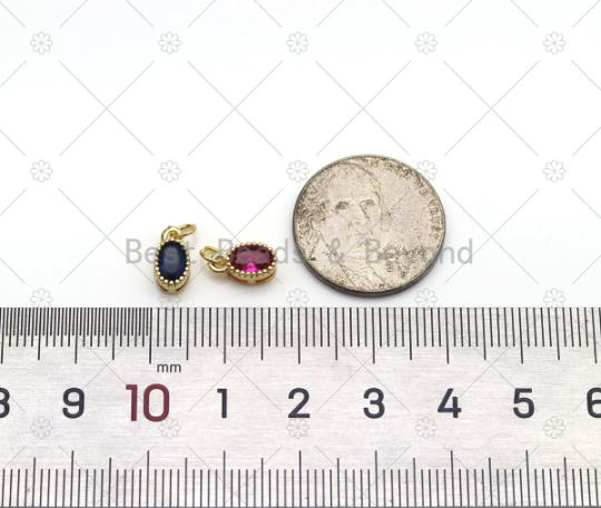 Colorful Big CZ Micro Pave Oval Shape Pendant,18K Gold Filled Oval Charm, Necklace Bracelet Charm, Sku#LK522