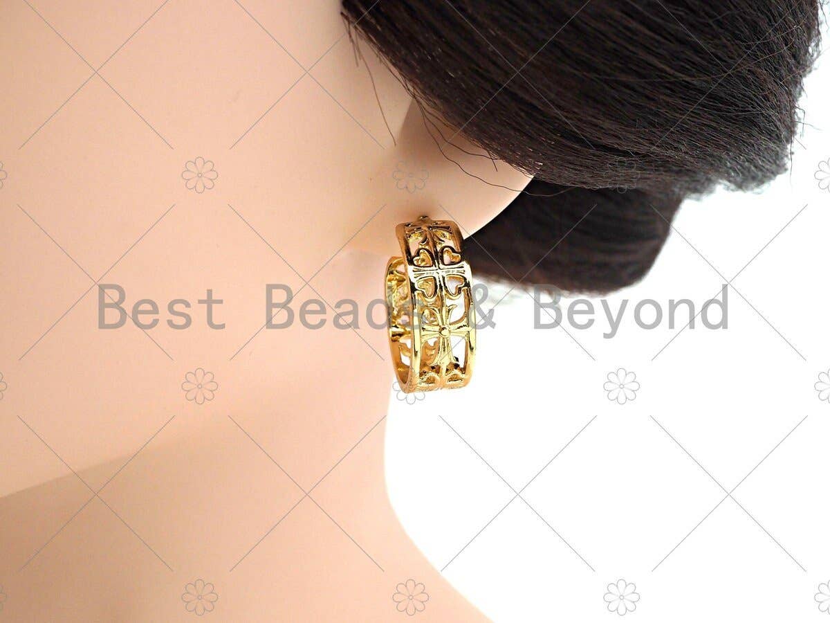 Gold Filigree Hoop Earrings, Sku#J313