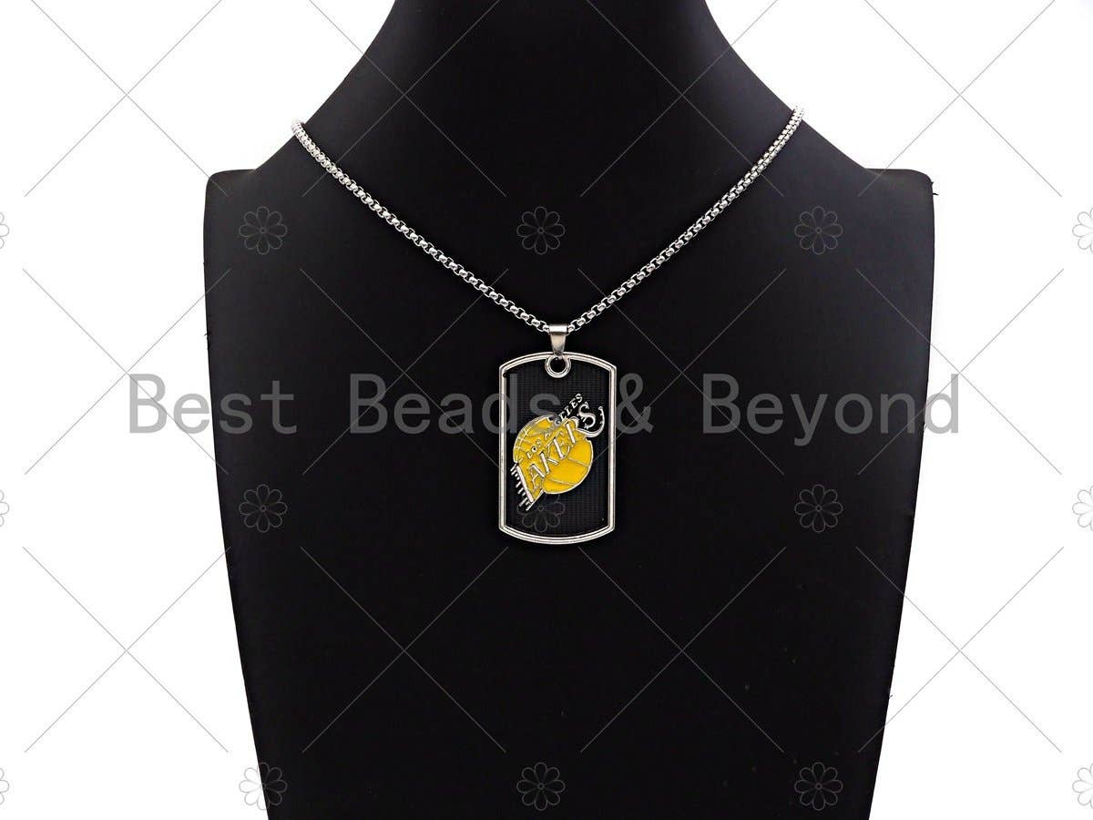 LA Lakers Dog Tag Pendant Chain Necklace, sku#L343