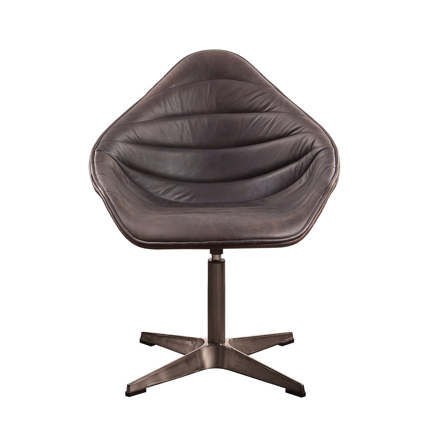 Pipino Antique Ebony Top Grain Leather Accent Chair with Swivel