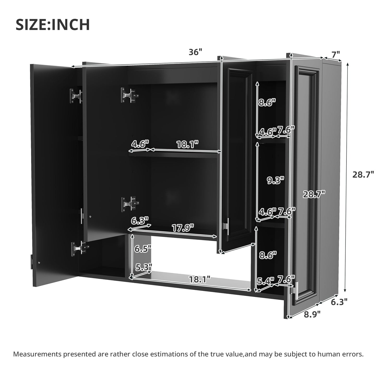 Modern Bathroom Cabinet with 5 Adjustable Shelves