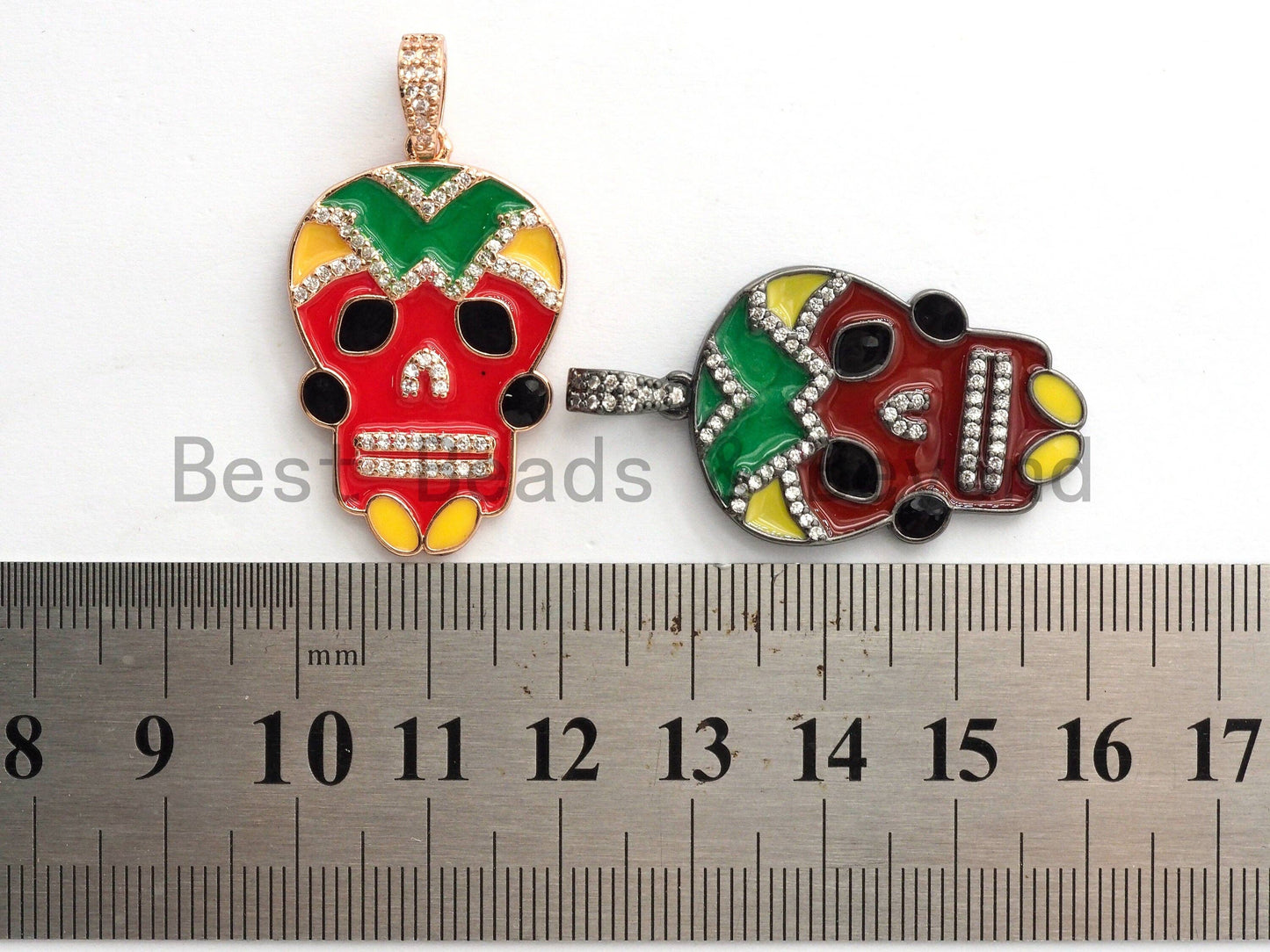 NEW Enamel Colorful Skull Pendant,CZ Micro Pave Oil Drop Skull pendant,Enamel pendant,Enamel Jewelry,21x33mm,sku#F607