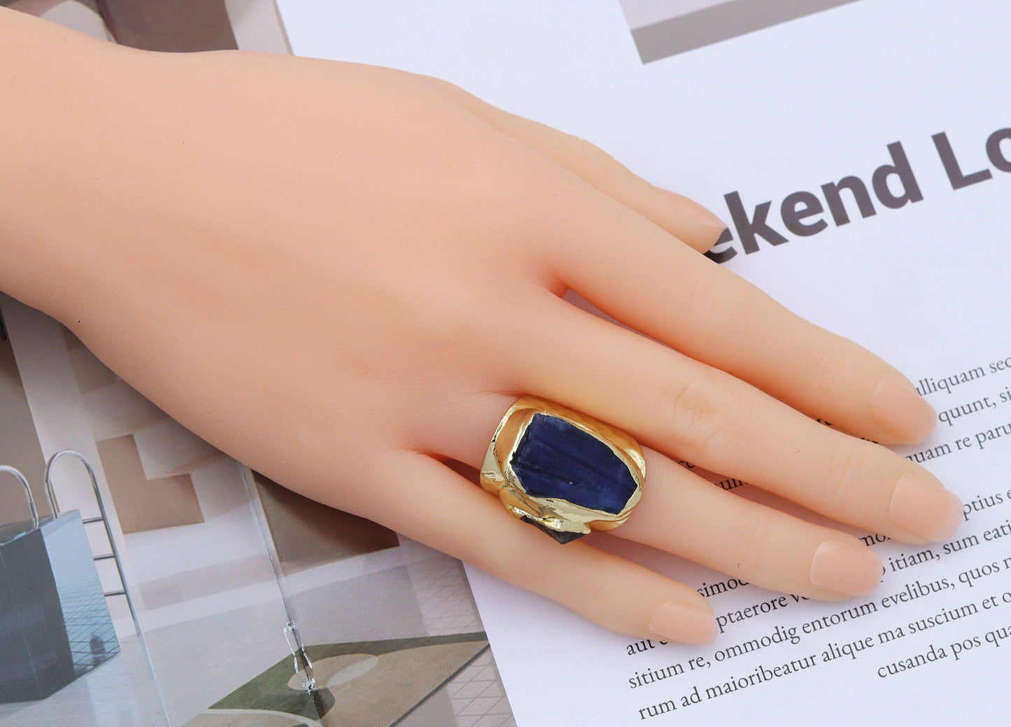 Gold Kyanite with Citrine Adjustable Ring, Sku#YT31