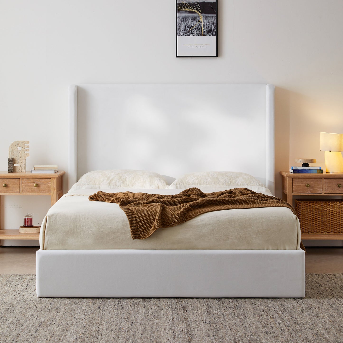 Carmen Upholstered Wingback Bed