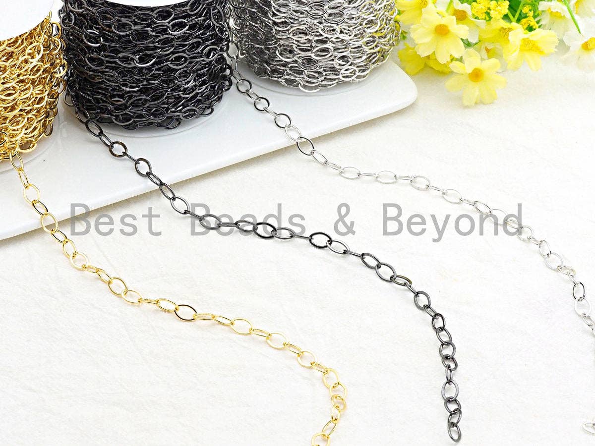 8x12mm Flat Oval Chain, Long Oval Chain, Gold/Silver/Gunmetal/Rose gold Finish, wholesale Chain for Jewelry Making, sku#E504