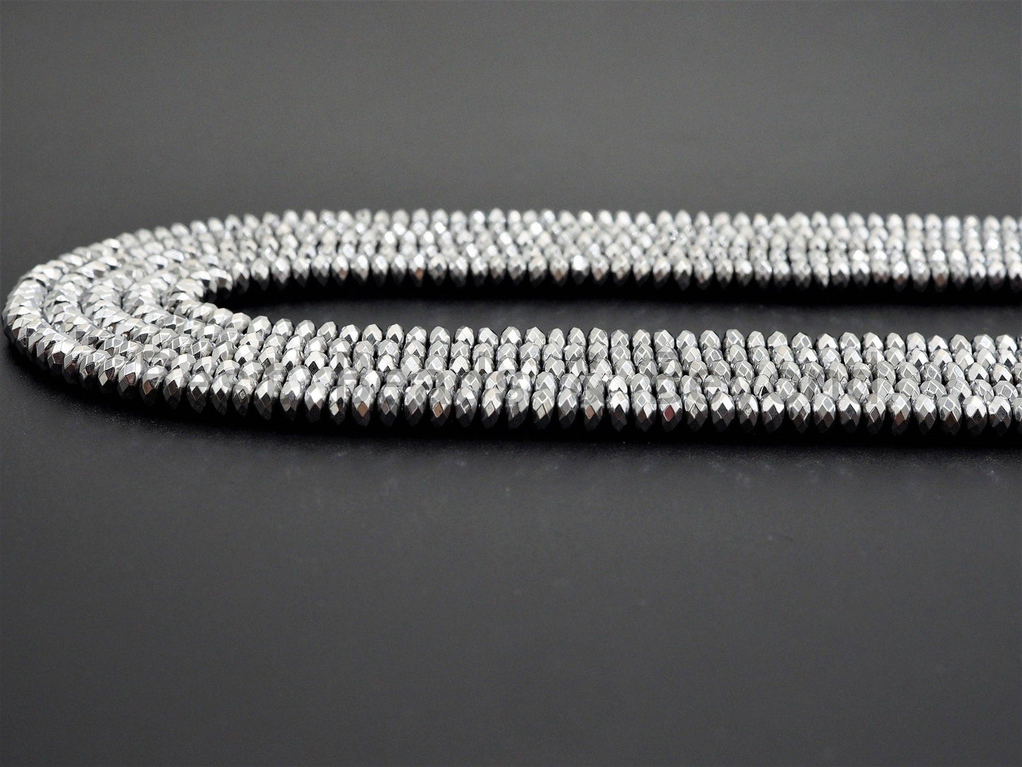 Quality Natural Silver Hematite beads,Rondelle Faceted Beads, Sku#S116