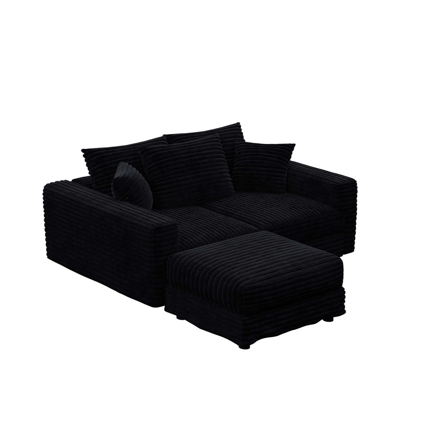 Plush Corduroy 3-Seat Sofa, Modern Comfy Upholstered Couch