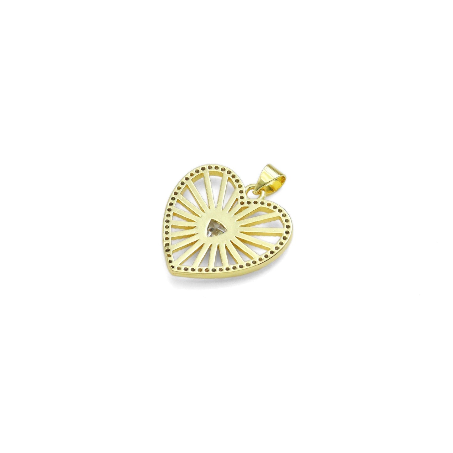 CZ Triangle Center Heart Charm, Sku#LK934