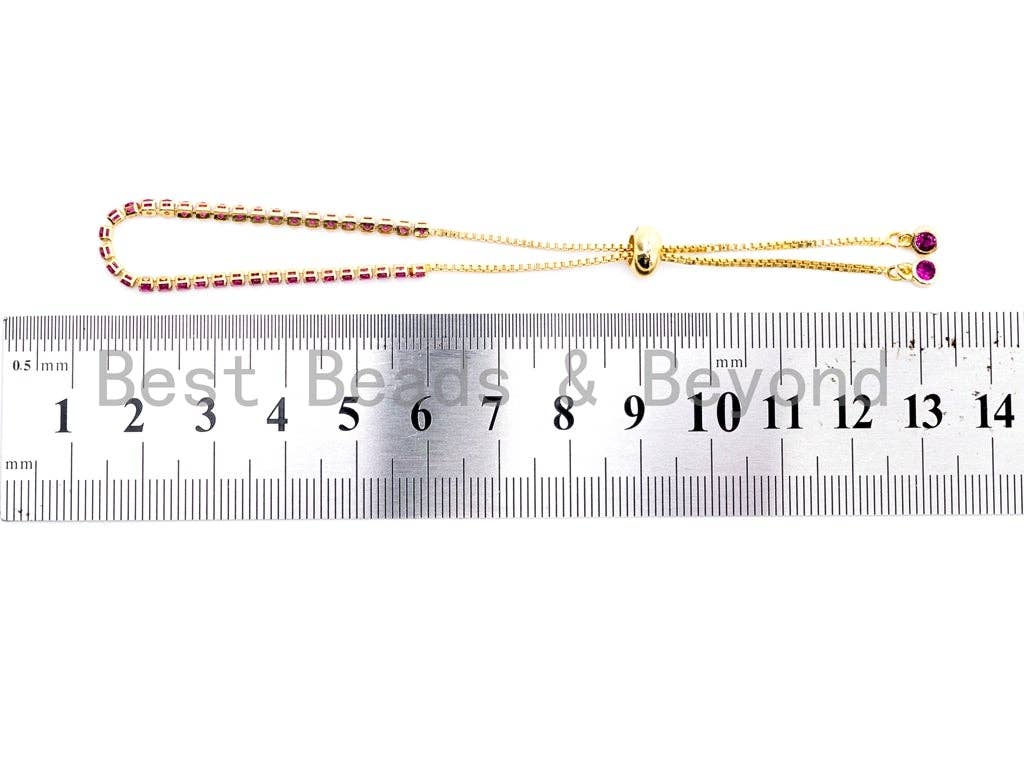 NEW Style Adjustable Bracelet, Fuchsia CZ Pave Stud Bracelet Gold/Silver/Rose Gold/Gunmetal, Bridal Bracelet Jewelry, SKU#P46