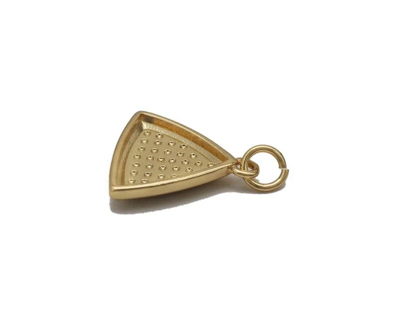 Gold CZ Evil Eye Triangle Shape Charm, Sku#LK721