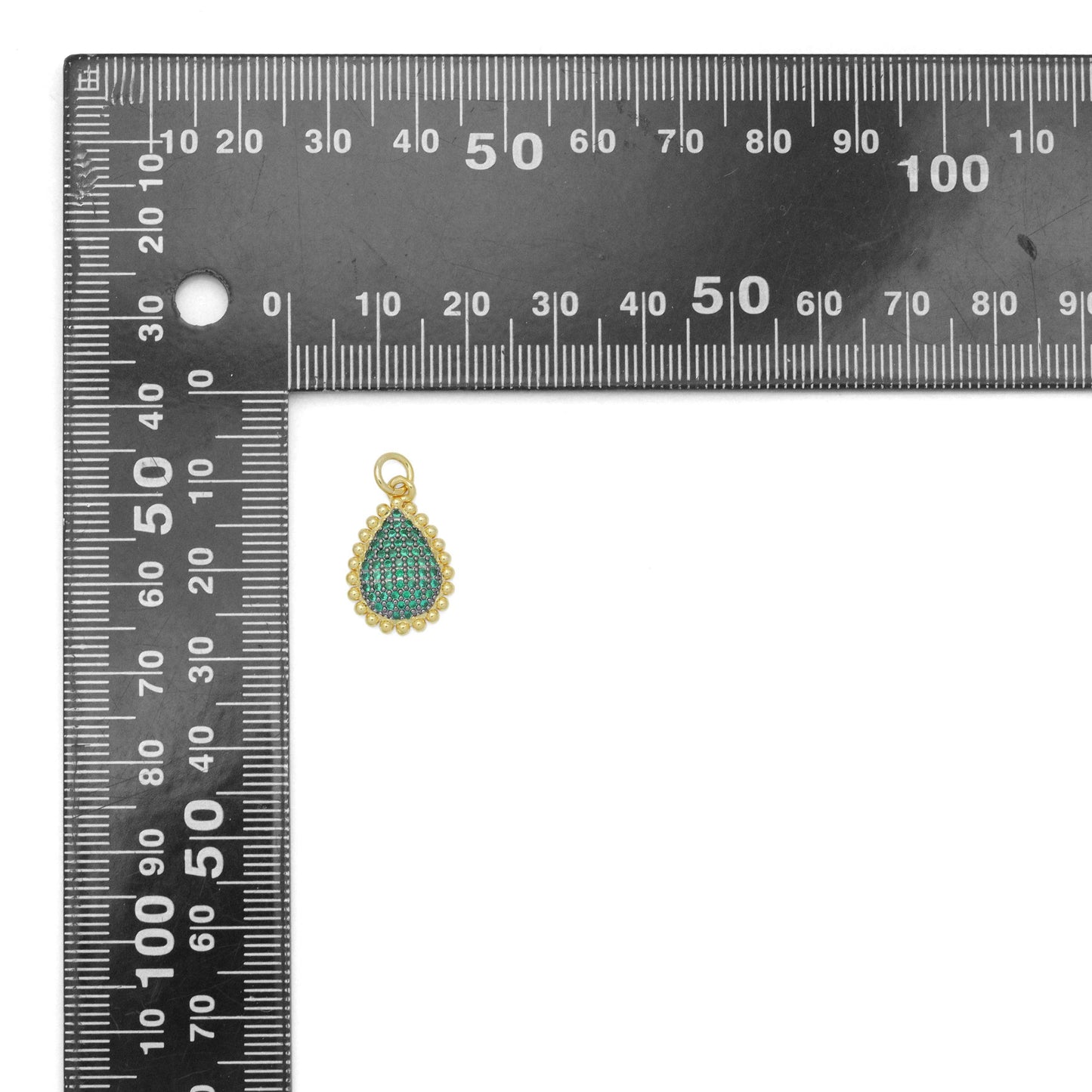 Colorful CZ Teardrop Shape Charm Pendant, Sku#LK1083