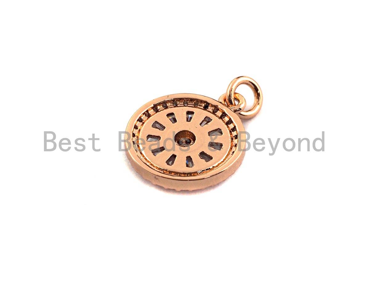 CZ Micro Pave Round Coin Shaped Pendant/Charm, Cubic Zirconia Pendant Charm,14x17mm,sku#Z526
