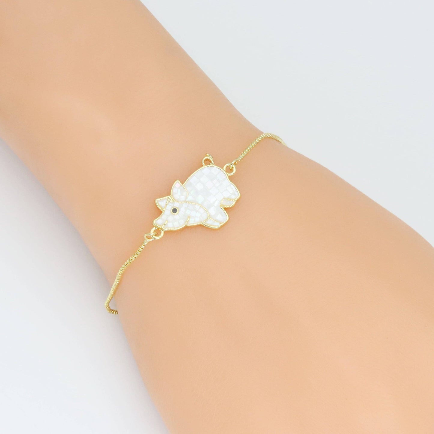 Mother of Pearl Piggy Connector Charm Pendant, Sku#WL15