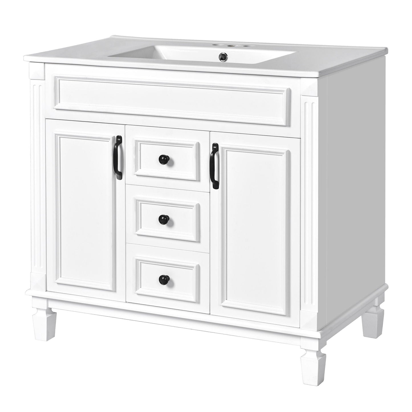 Bathroom Vanity With Top Sink and Soft-Closing Storage