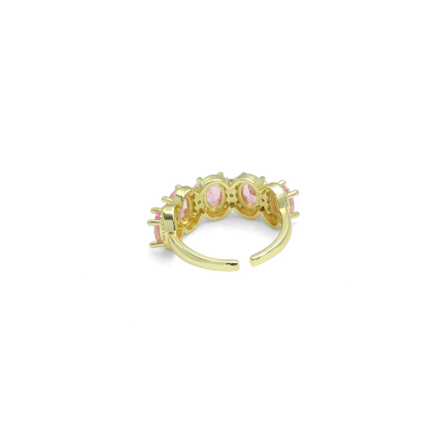 CZ Pink Oval Stone Gold Adjustable Ring, Sku#LK1071