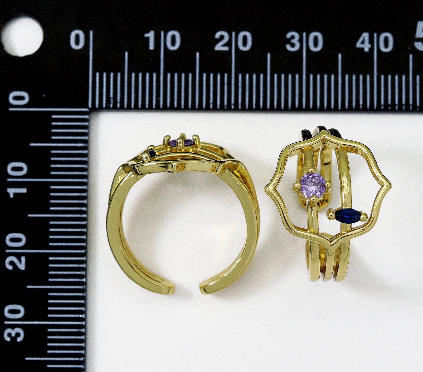Purple BLue CZ Statment Ring, Sku#LK739