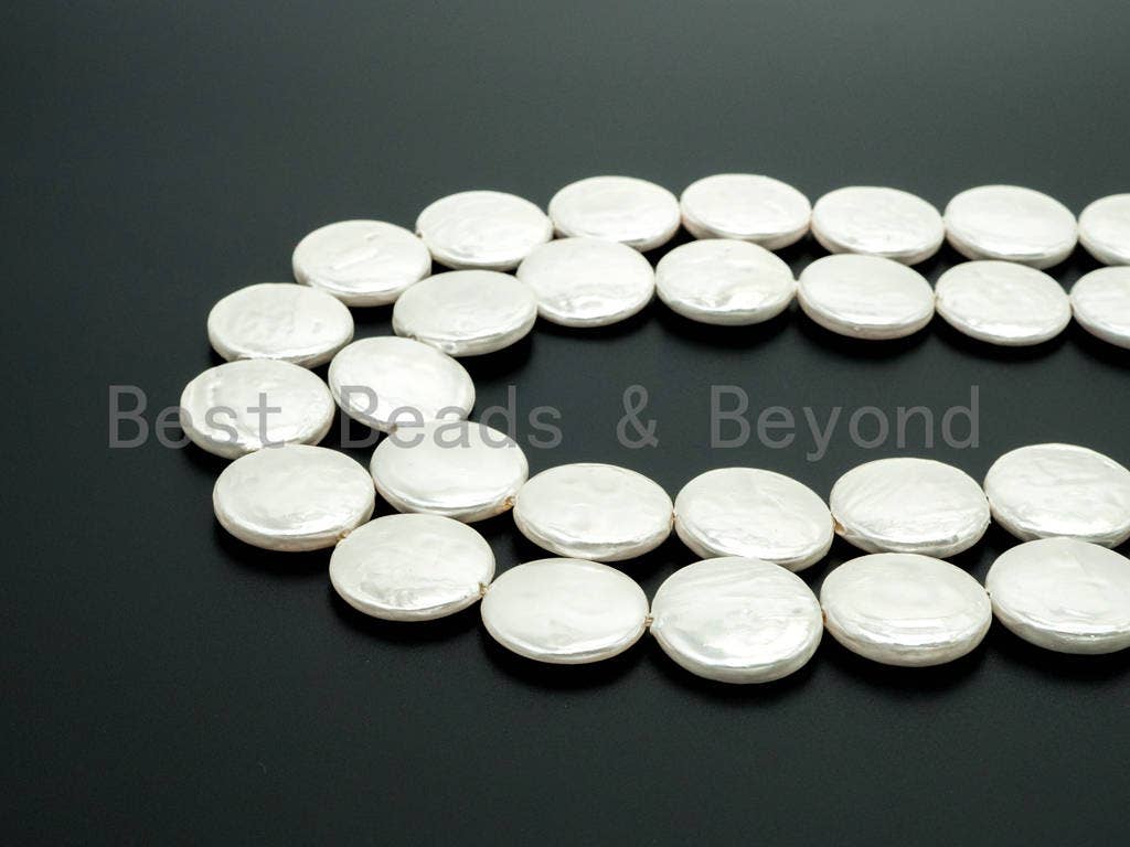 Quality Natural Plated MOP Pearl Shell Beads, 20mm/25mm/30mm, White Pearl Beads,Shell Beads, 16 inches Full strand, SKU#U115