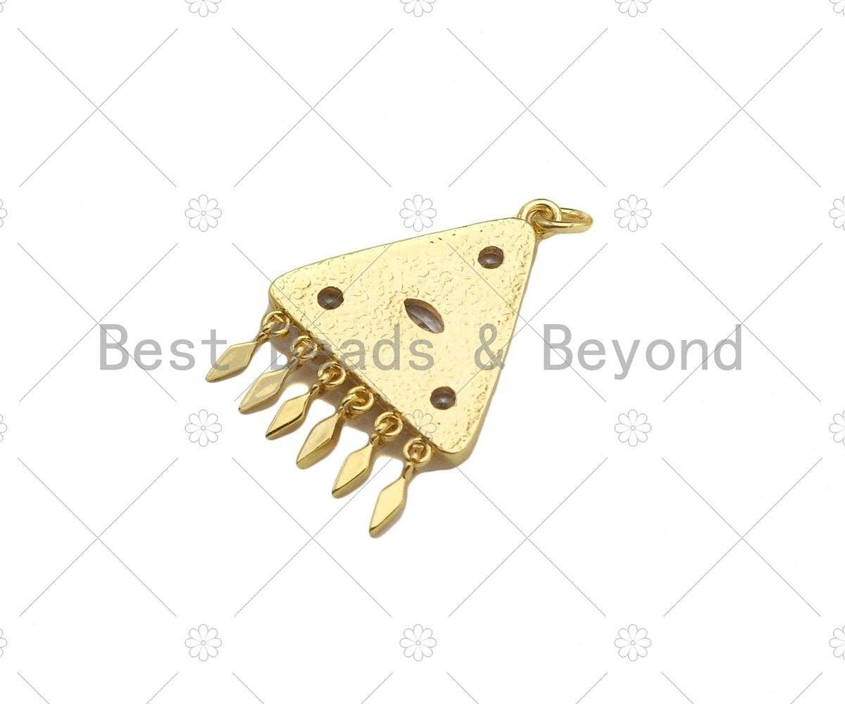 CZ Micro Pave Evil Eye with Dainty Tirangle On Triangle Shape Pendant, Big CZ 18K Gold Charm, Necklace Bracelet Charm, 30x21mm,Sku#L564