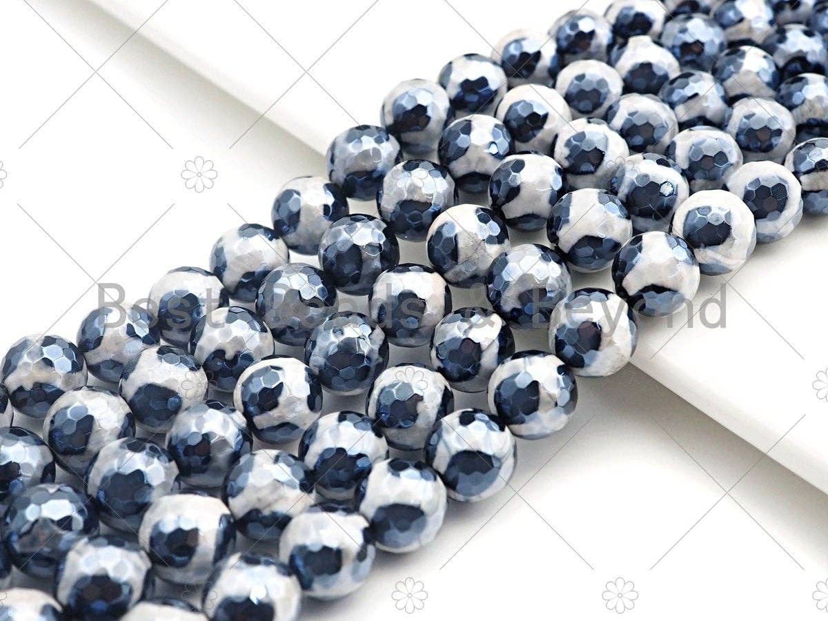 Esty Exclusive Mystic Black and White Tibetan Agate Beads, 8mm/10mm/12mm, Black White DZI Agate, 15.5 Full Strand, sku# UA95