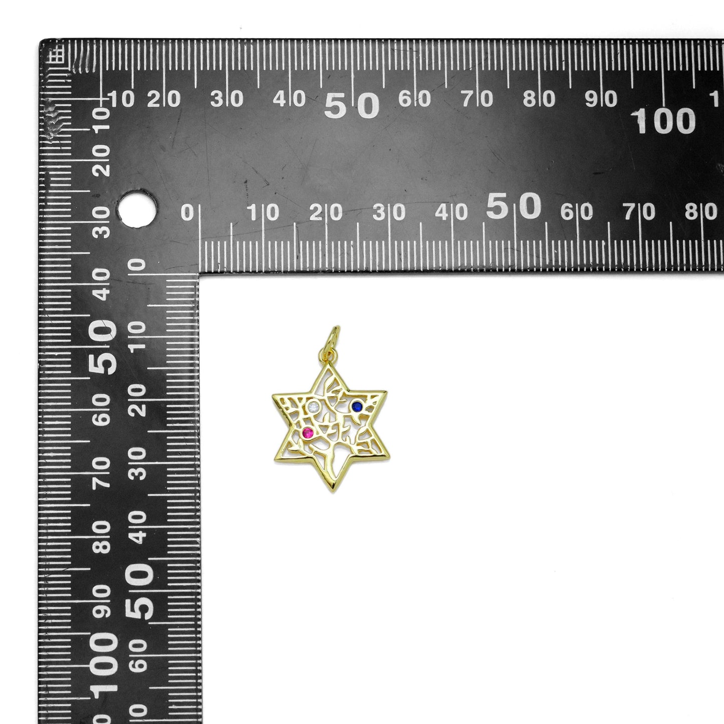Colorful CZ Jewish Star of David Pendant, Sku#LX600