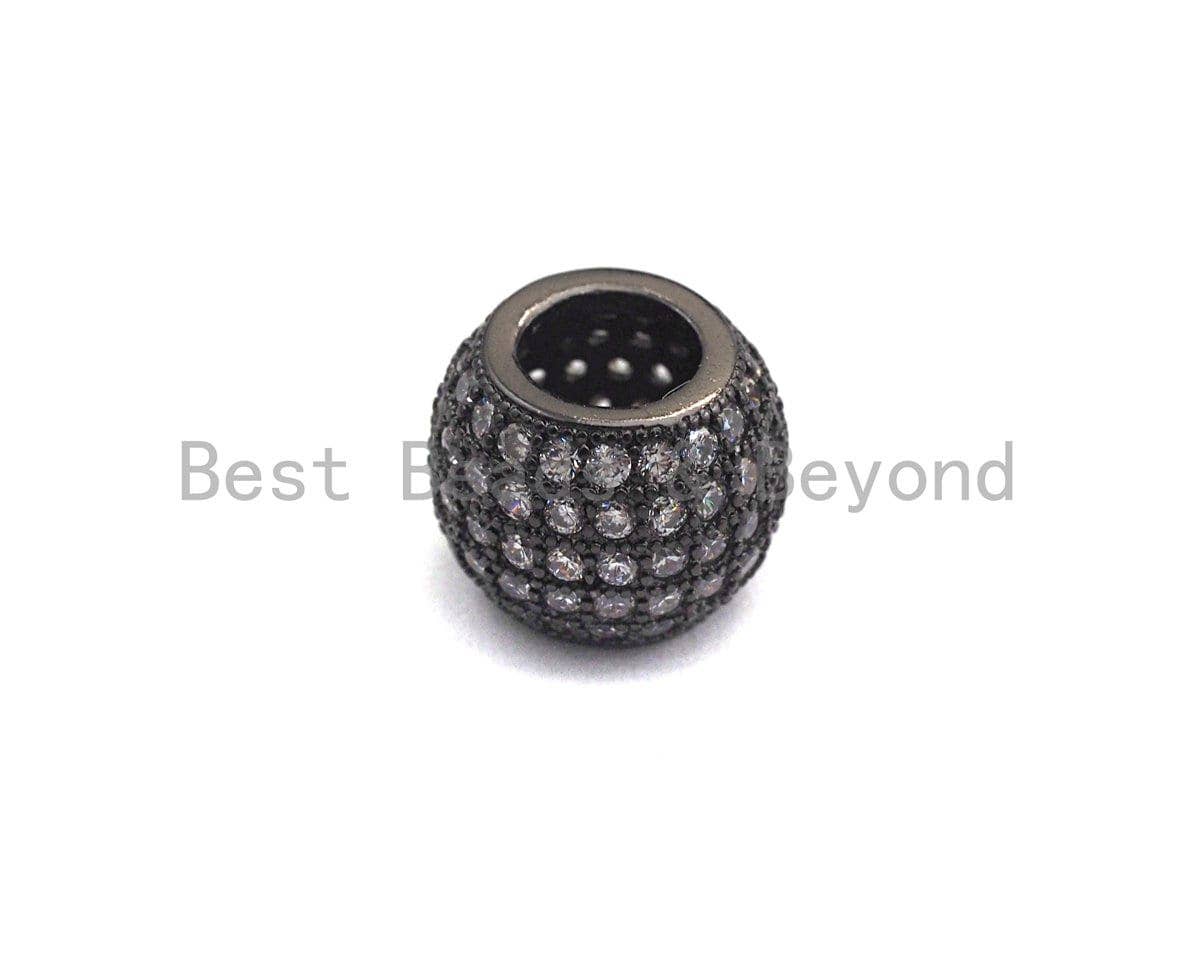 CZ Micro Pave Big Hole Spacer Beads, Large hole Spacer beads, Cubic Zirconia Spacer, Beads for Leather Cord,12mm/10mm, sku#X107