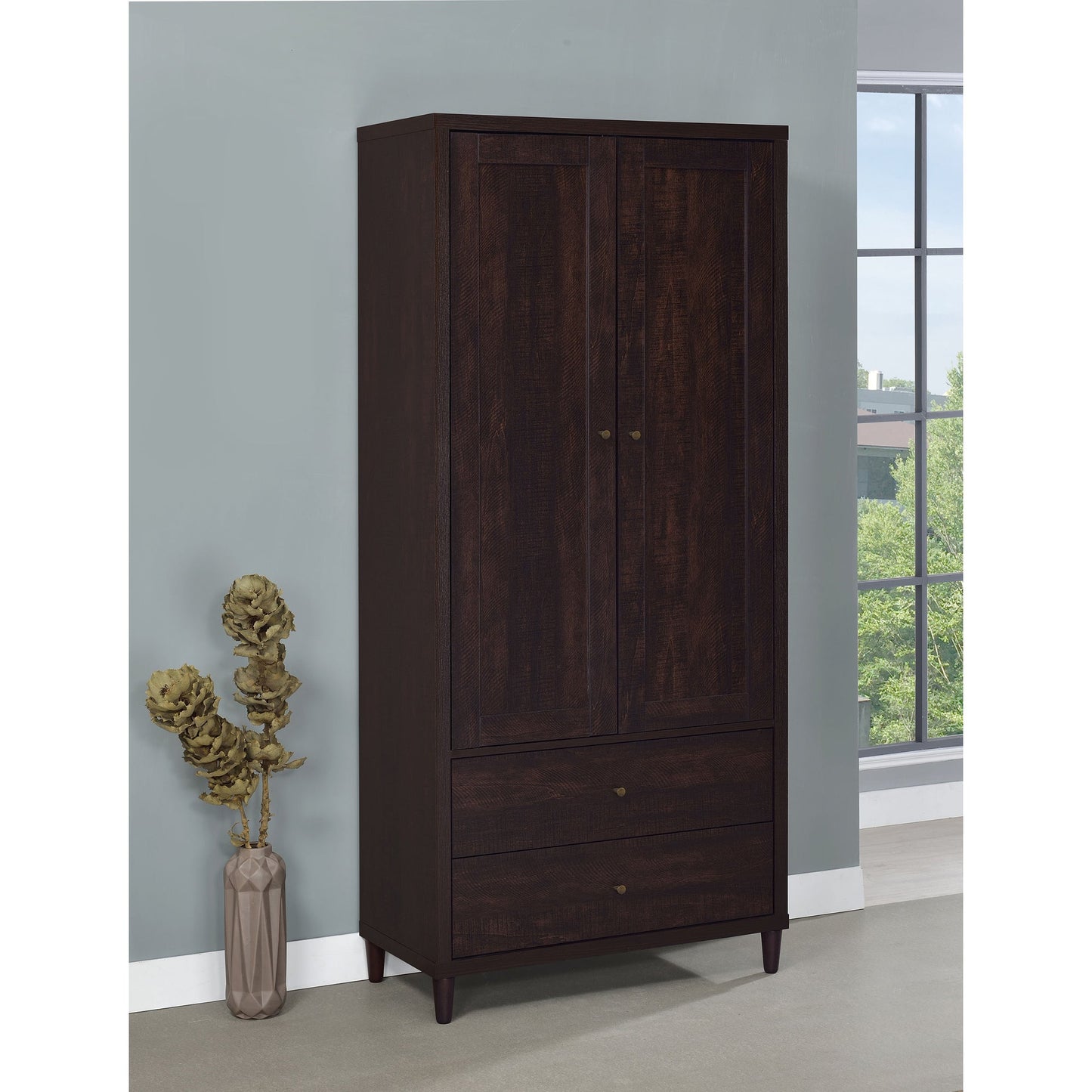 Nestor Tobacco 2-Drawer Tall Accent Cabinet with 2 Doors