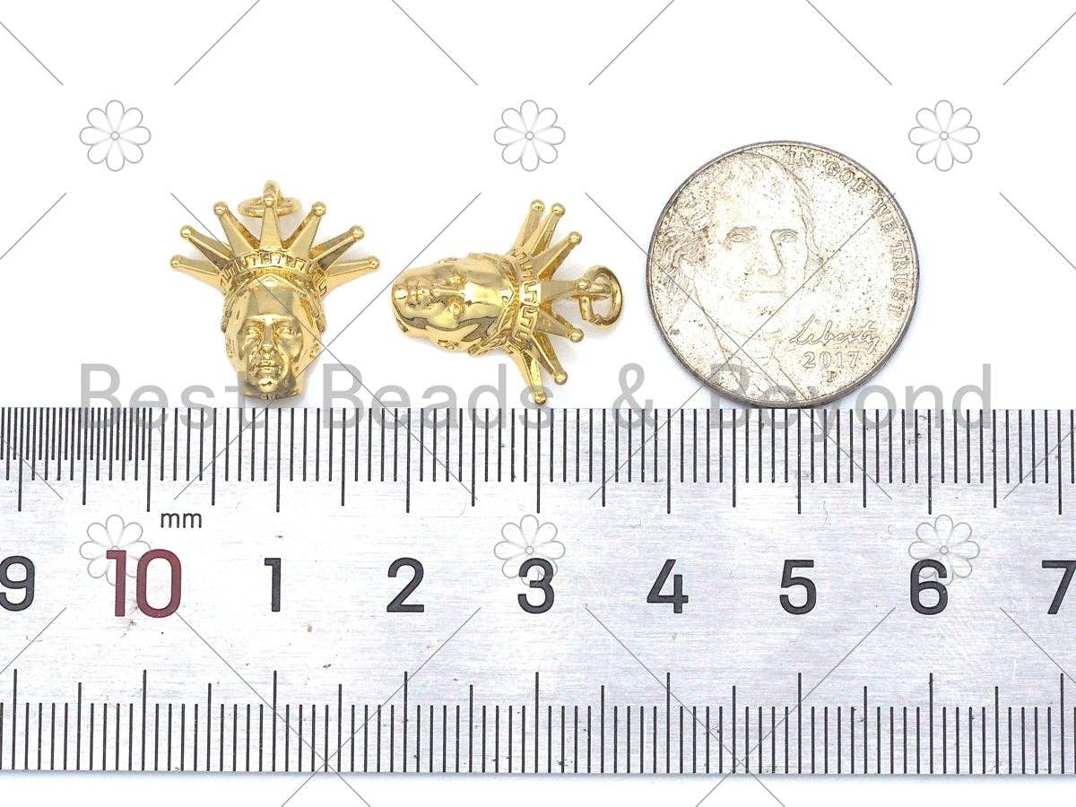 Liberty Statue Shape Pendant/Charm, 18K Gold Filled Liberty Statue Charm, Necklace Bracelet Charm Pendant,16x17mm,Sku#L576