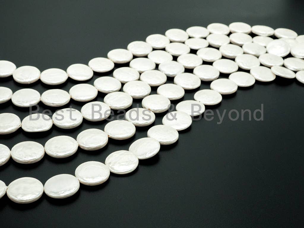 Quality Natural Plated MOP Pearl Shell Beads, 20mm/25mm/30mm, White Pearl Beads,Shell Beads, 16 inches Full strand, SKU#U115