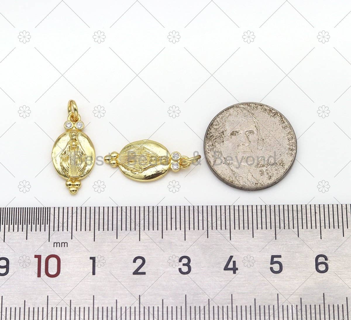 CZ Virgin Mary Charm, Sku#LK537