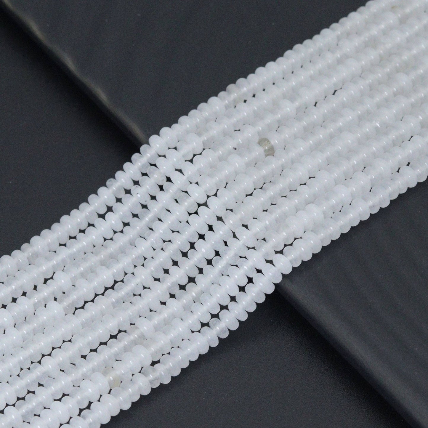 2x4mm/5x8mm White Jade Smooth Rondelle Beads, Sku#U2219