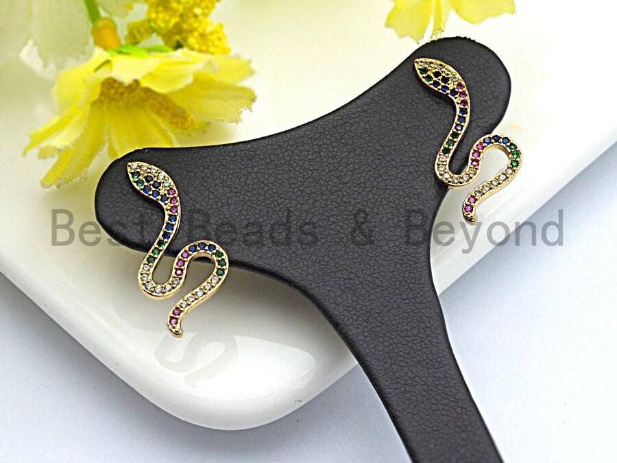 CZ Micro Pave Rainbow Naja Naja Atra Earring, Sku#J124