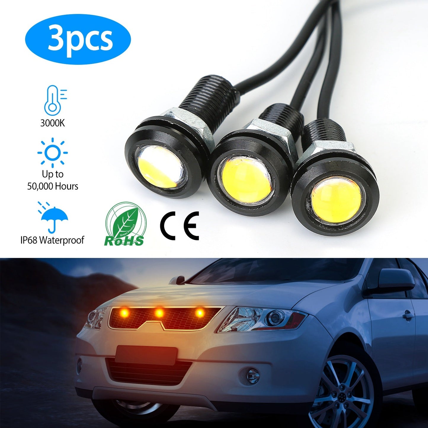 Amber Eagle Eye LED Grille Light for Vehicles
