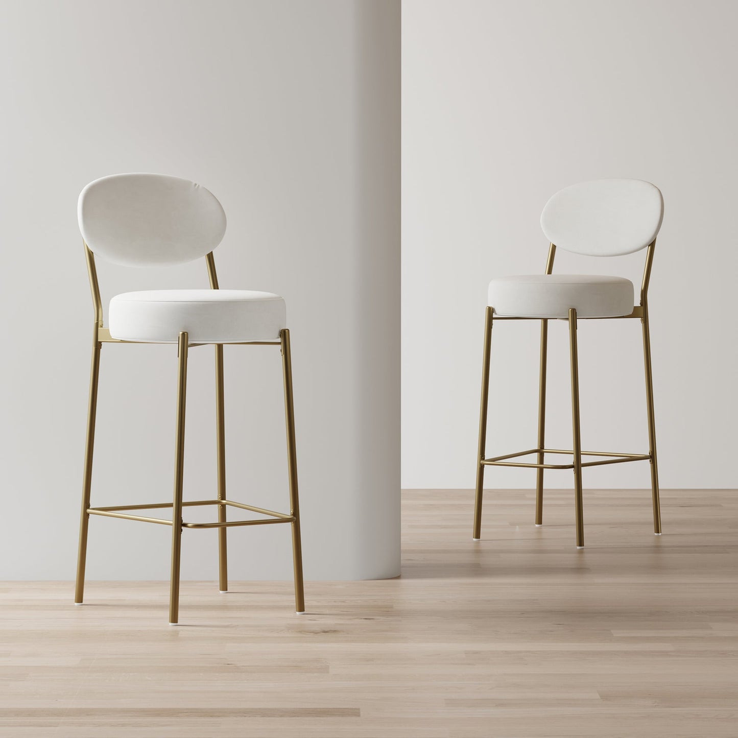 29'' Upholstered Bar Stools Velvet Counter Stool Set of 2