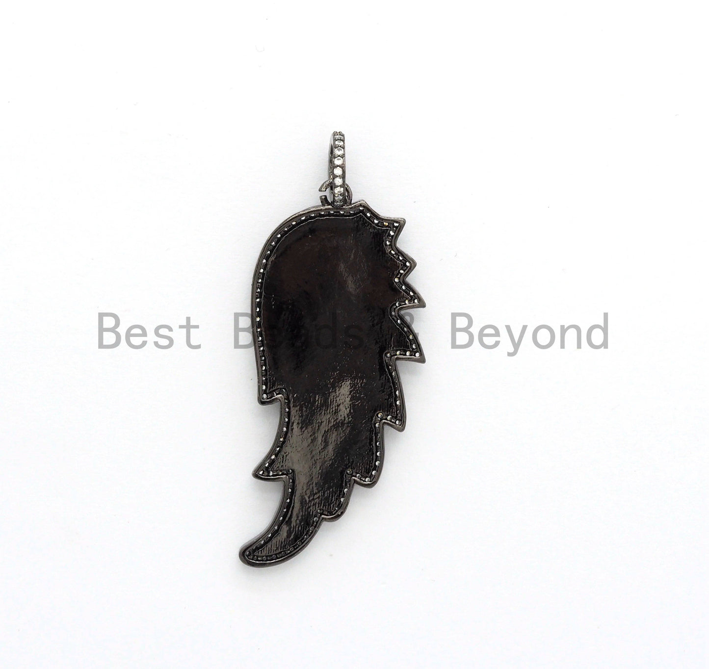 Colorful Enamel Angel Wing Pendant/Charm, Cubic Zirconia Pave Wing Pendant, Pink/Royal Blue/Black/Yellow Wing Charm,  22x51mm, SKU#F620