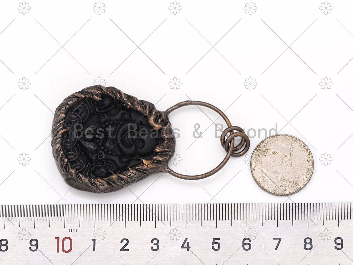 New!!! Black Obsidian Lagughting Buddha Pendant, Sku#YT06