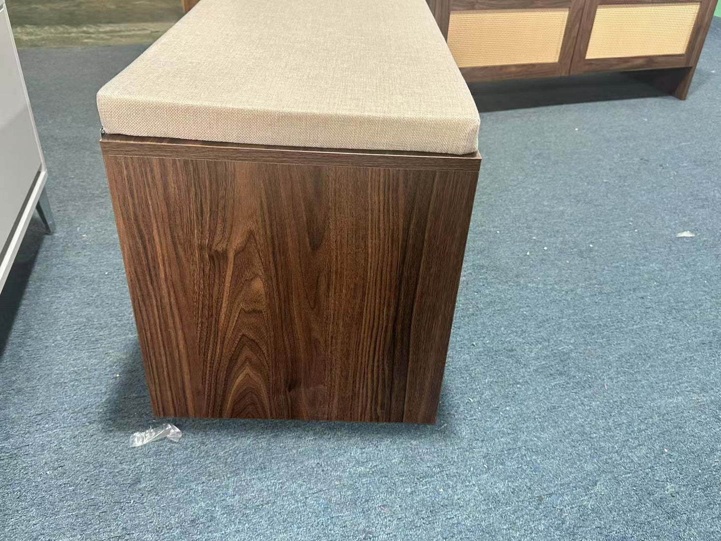 PP Rattan Storage Bench with Cushion