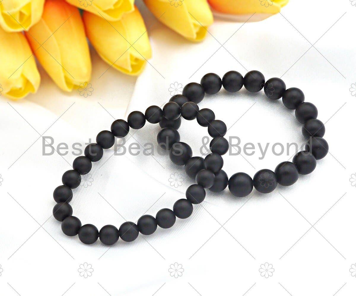 Natural Matt Black Onyx Stretchy Bracelet