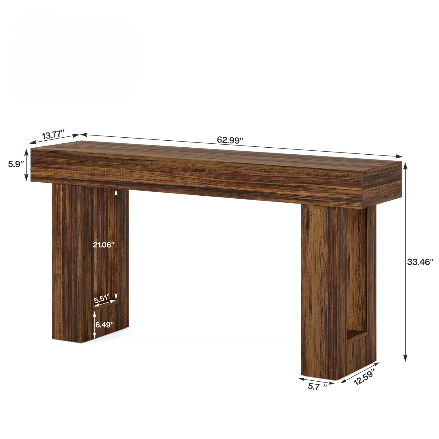 63" Long Farmhouse Console Table