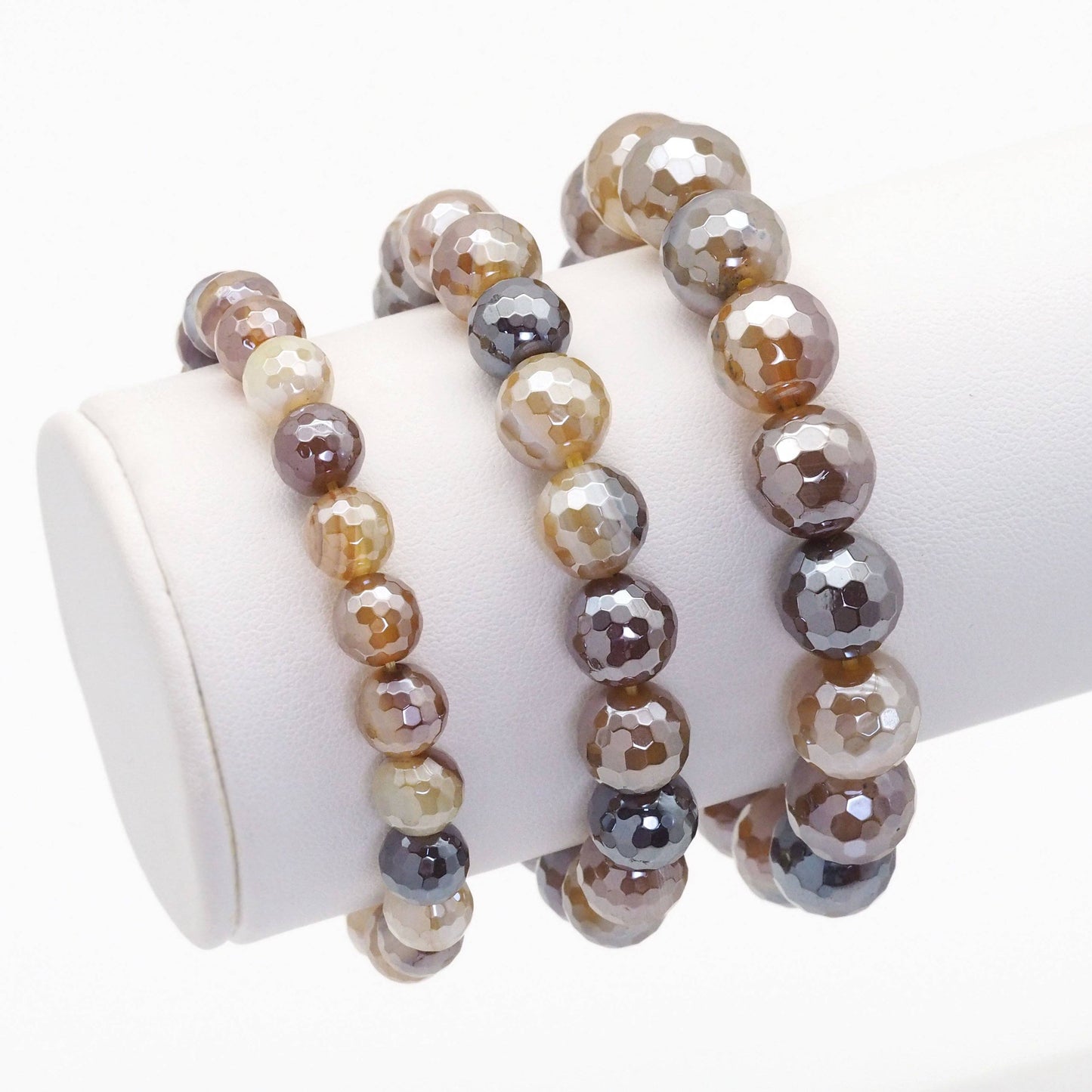 Mystic Brown Banded Agate Stretchy Bracelet, 8mm/10mm/12mm,EF397