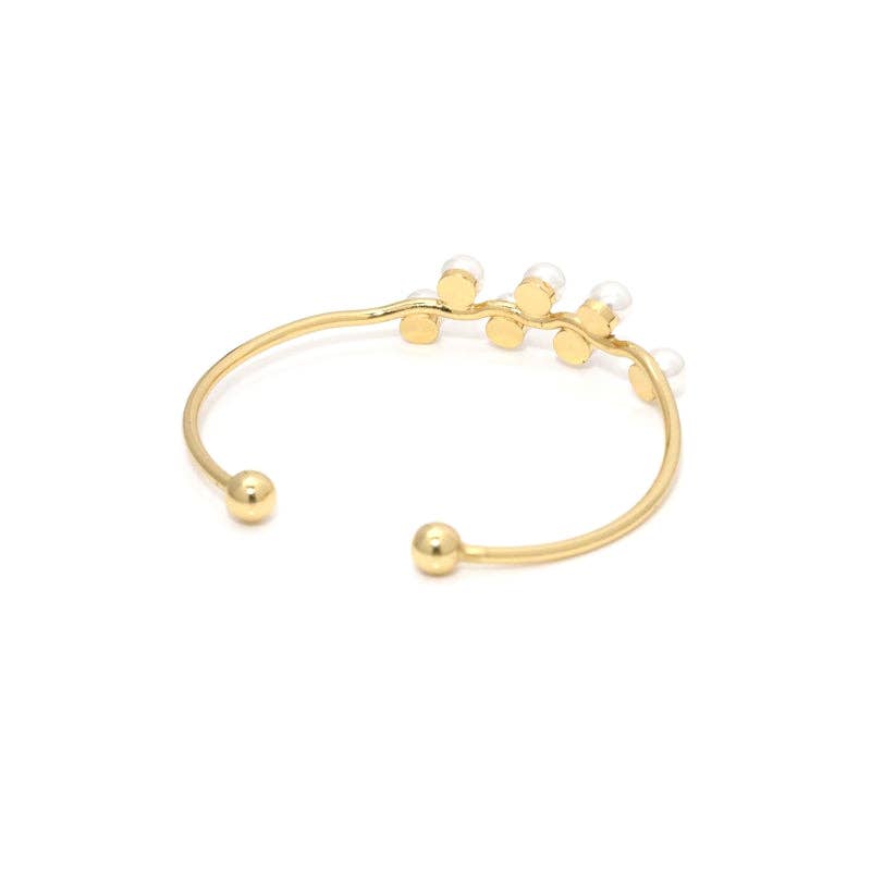White Pearl Gold Adjustable Bracelet, Sku#B358