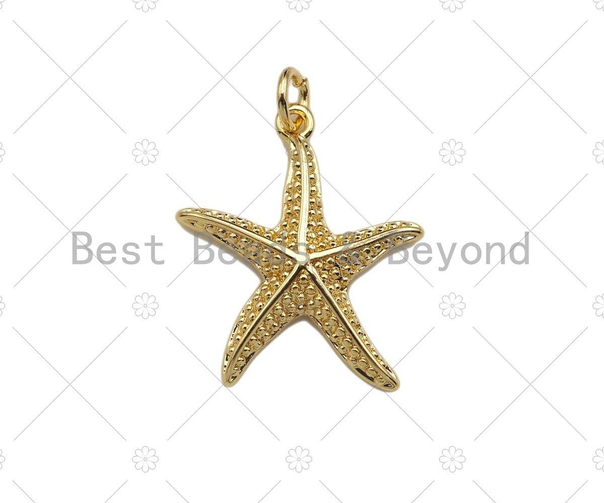 CZ Micro Pave Starfish Pendant, Cubic Zirconia Starfish Pendant Charm for Necklace Bracelet Earrings Making, 19x22mm,sku#L359