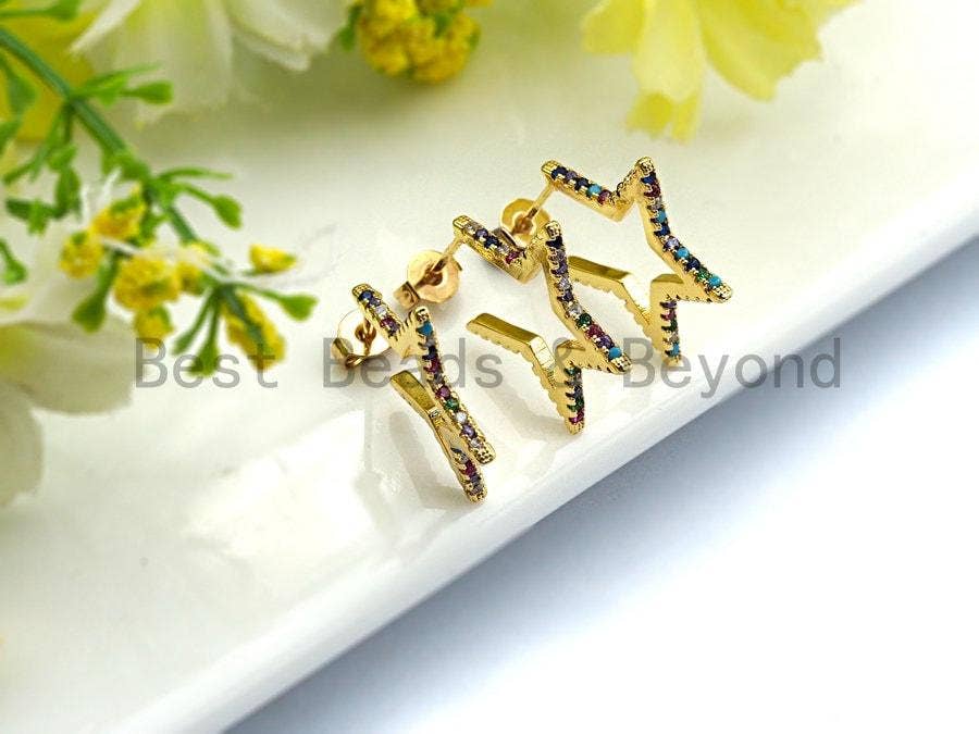 Colorful CZ Star Shape Cuff Earring, Sku#J94