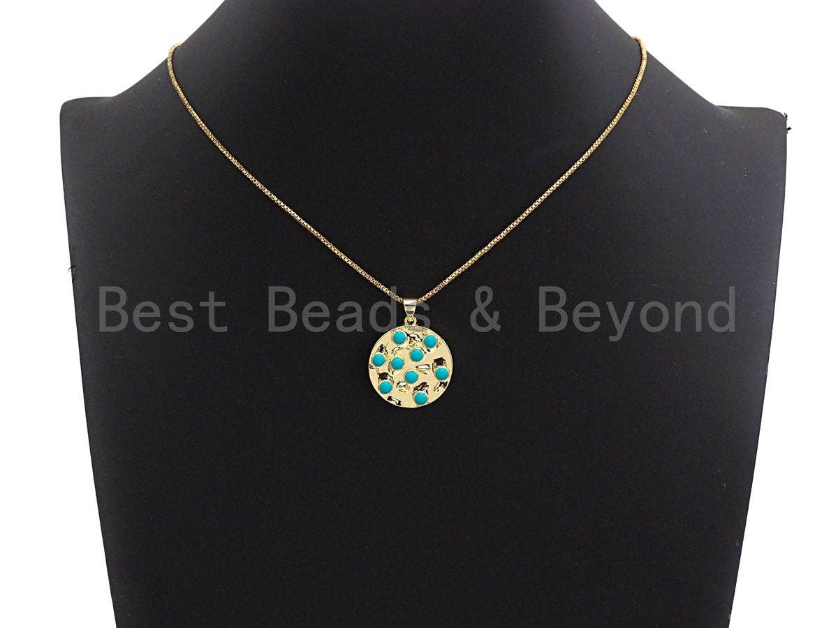 Colorful Enamel Round Particle On Gold Round Coin Pendant, 23x25mm,Sku#F1041C