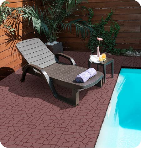 12" Stone Texture Patio Deck Tiles