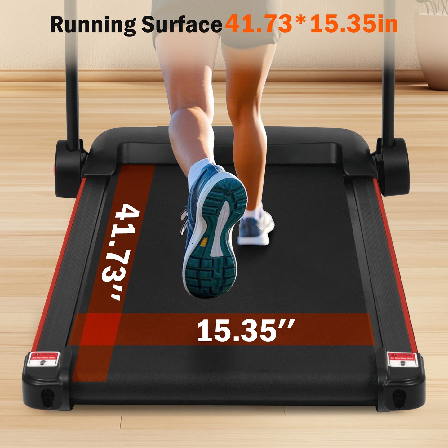 Quiet Folding Treadmill with Heart Rate Sensor