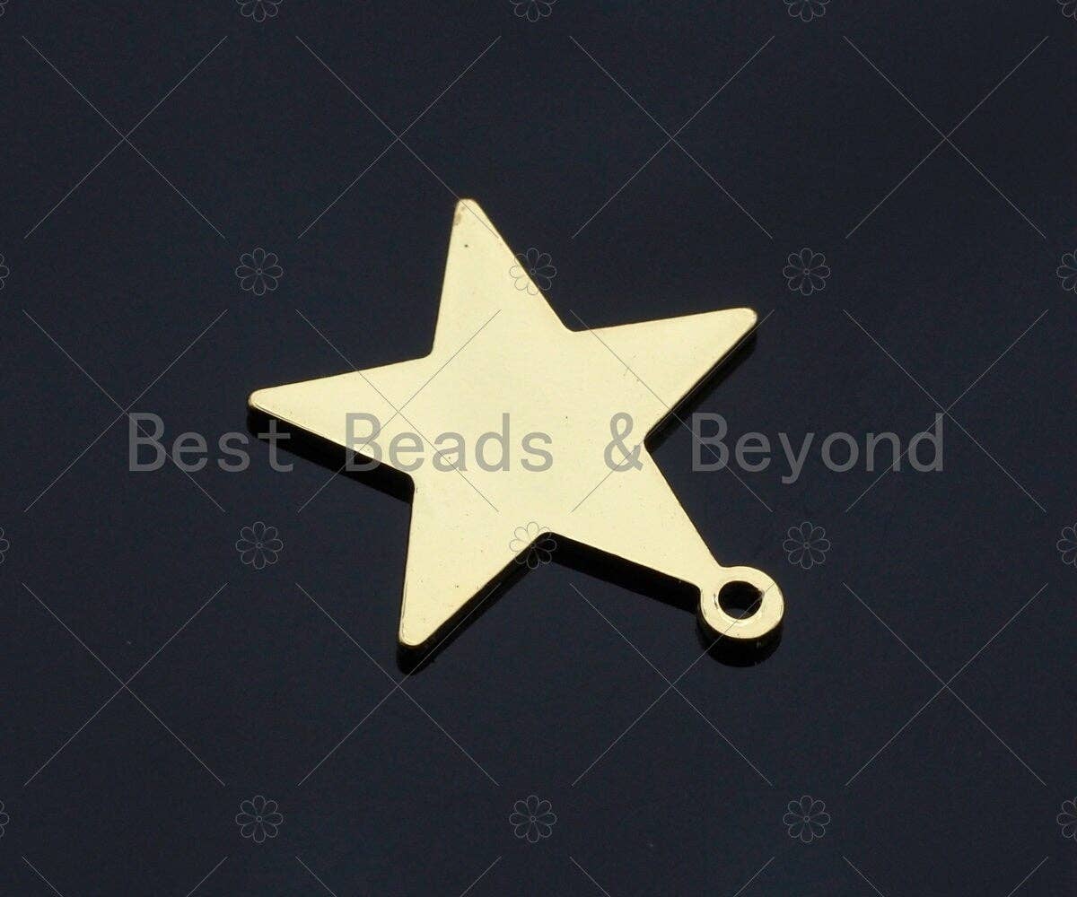 Half Brushed Half Shinny  Star Charm/Pendant, Star Shape Charm, Gold Star Pendant, Gold plated charm, 15mm, Sku#Y327