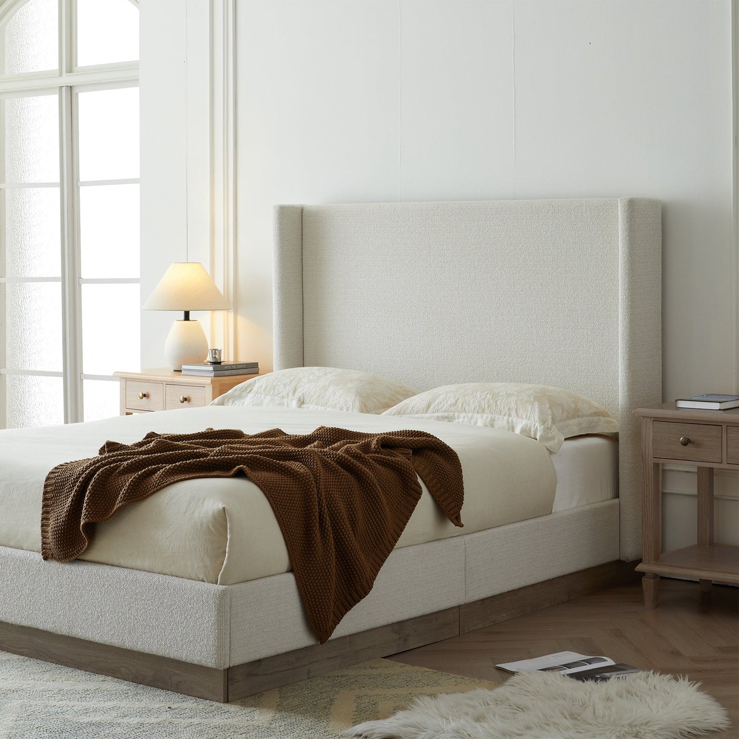 Hale Upholstered Wingback Bed Size King