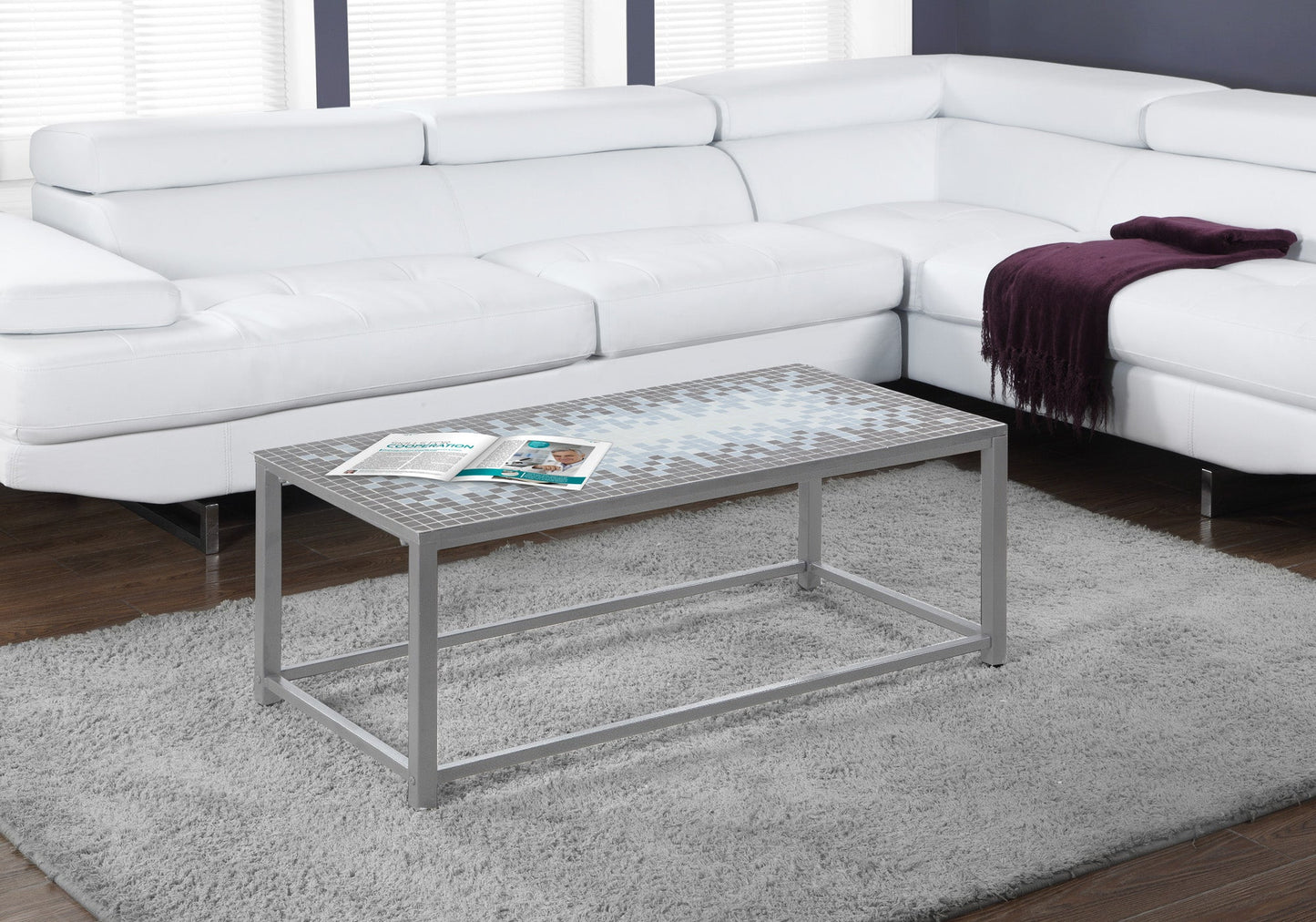 Rectangular Coffee Table with Mosaic Tile Top