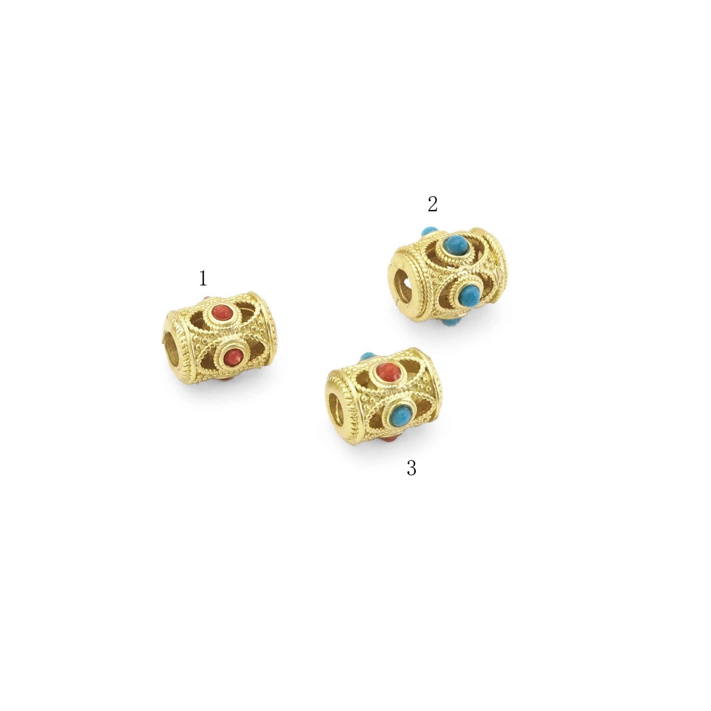 Gold Enamel Evil Eye On Tube Spacer Beads, Sku#LX65